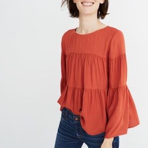 Madewell tiered button back top orange rust size L